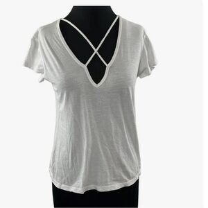 LNA 100% cotton criss cross short sleeve tee size medium